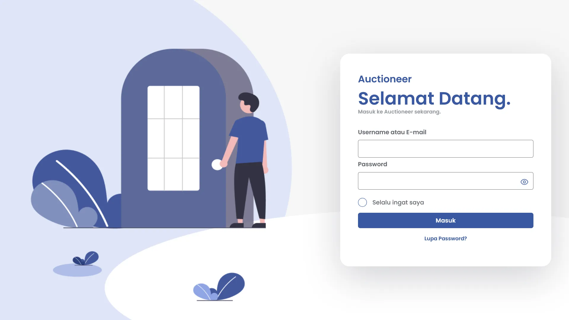 Screenshot of Auctioneer Login Page